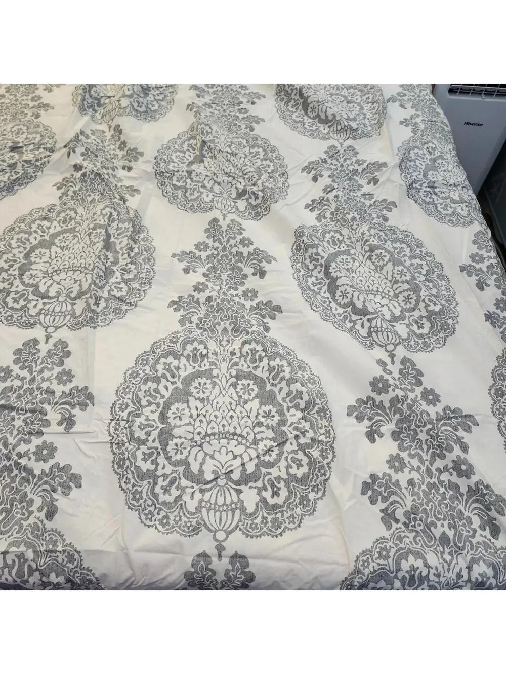 Elegant Gray and White Patterned Duvet Pottery Barn California King